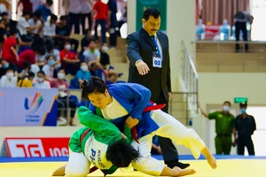 Võ sĩ kurash Việt Nam đã chắc chắn có được huy chương tại ASIAD 19. Ảnh: BRVT