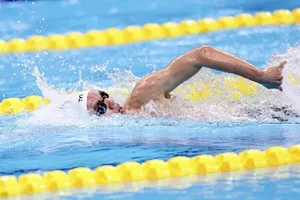 Huy Hoàng giành tấm HCV tại cự ly 400m tự do khi thi đấu vô địch quốc gia 2023. Ảnh: LƯỢNG LƯỢNG