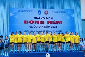 Đội bóng ném nữ Hà Nội vô địch quốc gia năm nay. Ảnh: VHF