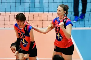 Polina của đội Hóa chất Đức Giang tia sáng tiếp tục trở thành cầu thủ tấn công xuất sắc nhất giải vô địch quốc gia năm nay. Ảnh: DŨNG PHƯƠNG