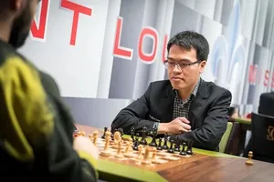 Lê Quang Liêm đang thi đấu giải nhanh chớp St Louis 2023. Ảnh: GCT