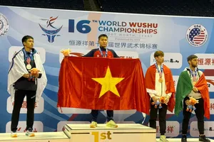 Tuyẻn thủ Huỳnh Đỗ Đạt giành HCV hang 70kg nam lần này. Ảnh: MINH MINH