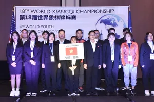 Đội cờ tướng Việt Nam tại giải vô địch thế giới 2023. Ảnh: MINH MINH