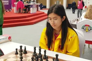 Mai Hiếu Linh giành HCV cờ chớp tại bảng U14 nữ giải vô địch trẻ châu Á 2023. Ảnh: MINH THẮNG