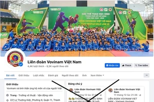 Trang thông tin giả mạo đã được Liên đoàn vovinam đưa ra để cảnh báo tới mọi người. Ảnh: VVF