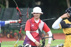 Ánh Nguyệt đã thi đấu có thành tích tại giải cung thủ xuất sắc 2024. Ảnh: HỮU THÀNH