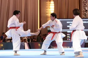 Võ sỹ karate nội dung kata đồng đội luôn có kết quả HCV nhiều giải quốc tế gần đây. Ảnh: DŨNG PHƯƠNG
