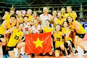 Đội tuyển bóng chuyền nữ Việt Nam được tăng bậc trên bảng xếp hạng thế giới. Ảnh: VFV