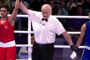 Kim Ánh (xanh) đã thua tại Olympic 2024 nên dừng bước sau trận đấu tiên. Ảnh: ASBC