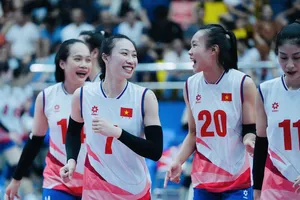 Đội tuyển bóng chuyền nữ Việt Nam có trận thắng đầu tiên tại Thái Lan. Ảnh: VFV