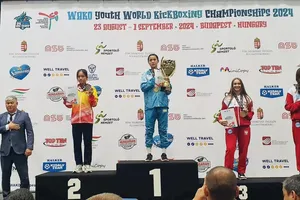 Tuyển thủ Việt Nam có tấm HCB trong lần thi đấu giải kickboxing trẻ thế giới 2024. Ảnh: MINH MINH
