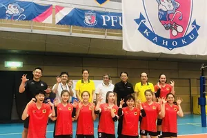 Đội nữ VTV Bình Điền Long An đã tập huấn tại Nhật Bản chuẩn bị chuyên môn và chính thức thông báo tăng cường ngoại binh Joyce Agbolossou. Ảnh: VTVBĐLA