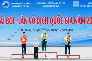 Kình ngư Nguyễn Thành Lộc giành HCV cho đội lặn TPHCM tại giải vô địch quốc gia 2024. Ảnh: VASA