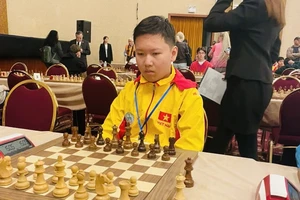 Nguyễn Nam Kiệt giành HCV trong bảng U14 nội dung cờ nhanh tại giải. Ảnh: NGUYỄN MINH
