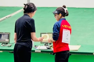 Trịnh Thu Vinh chưa có được tấm huy chương trong nội dung 25m súng ngắn hơi thể thao tại Đức. Ảnh: BANSUNGVN