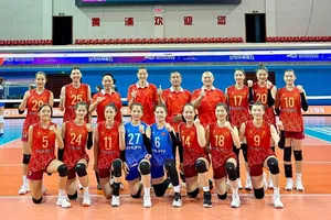 Đội tuyển bóng chuyền nữ Việt Nam đang thi đấu tại Thượng Hải (Trung Quốc). Ảnh: VFV