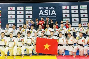 Võ sĩ đội tuyển judo Việt Nam đang thi đấu và có những kết quả huy chương đầu tiên tại Philippines. Ảnh: JUDOVIETNAM