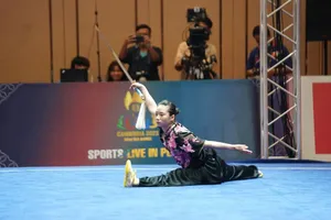 Dương Thúy Vi là thành viên đội tuyển wushu Việt Nam tham dự giải thế giới 2025. Ảnh: DŨNG PHƯƠNG