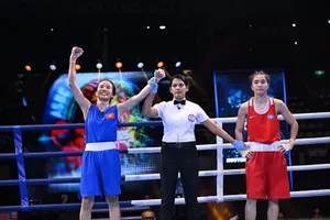 Ngọc Trân (xanh) là võ sĩ rất triển vọng của boxing Việt Nam lúc này. Ảnh: ASBC