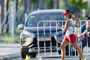 Nguyễn Thị Thanh Phúc thi đấu tại giải điền kinh vô địch quốc gia 2025. Ảnh: HOÀNG TÙNG