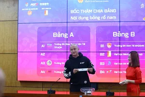 Ban tổ chức bốc thăm bảng đấu vòng chung kết giải bóng rổ sinh viên toàn quốc 2025. Ảnh: BỘ GD&ĐT
