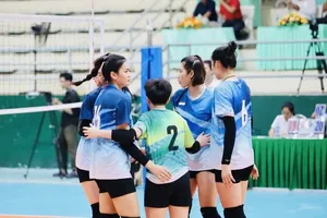 Đội tuyển bóng chuyền nữ Việt Nam được đấu tập tại Tây Ninh để kiểm tra chuyên môn. Ảnh: VTVBĐLA