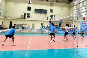 Đội tuyển bóng chuyền nam Việt Nam đang tập luyện nước rút tại Bắc Ninh ở giai đoạn hiện tại. Ảnh: MINH CHIẾN