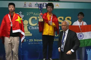 Kỳ thủ Đầu Khương Duy đã giành HCV cờ nhanh tại giải vô địch trẻ châu Á 2025. Ảnh: ASIAN CHESS