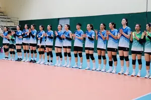 Đội tuyển bóng chuyền nữ Việt Nam đang tập luyện tại Vĩnh Long. Ảnh: VTVBĐLA