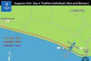 Một trong những lộ trình thi đấu nội dung triathlon cá nhân nam, nữ đã được công bố ở môn triathlon SEA Games 33-2025. Ảnh: MINH CHIẾN