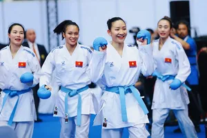 Đội kumite nữ của tuyển karate Việt Nam đã lên ngôi vô địch SEA Games 33-2025. Ảnh: DŨNG PHƯƠNG