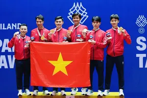 Cầu mây Việt Nam vừa có tấm HCV nội dung 4 người nam tại SEA Games 33-2025. Ảnh: VSTAF