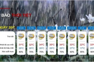 Various parts of Vietnam experience rains on July 20