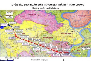 The map for Metro Line 2: Ben Thanh – Tham Luong