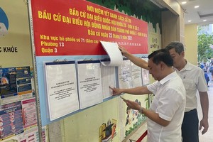 The leaders of District 3 are checking the posting of voter lists. (Photo: SGGP)