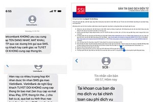 Fake messages sent to bank customers to steal confidential information. (Photo: SGGP)