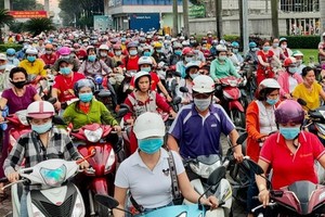 Laborers of Tan Tao Industrial Park coming back home after a working day 