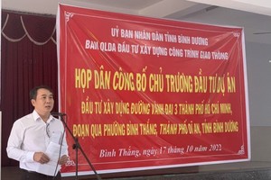 The Management Board of Binh Duong Province Traffic Construction Investment Project is presenting information about Ring Road No.3 project