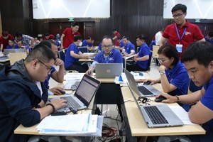 Participants in the cyber security drill 2022 at Quang Trung Software City in HCMC. 