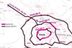 HCMC Ring Road No.4 is 200km long, passing HCMC and the four provinces of Binh Duong, Dong Nai, Long An, Ba Ria – Vung Tau (Photo: SGGP)