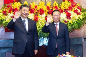 State President Vo Van Thuong and Chinese President Xi Jinping were having a meeting at the Presidential Palace on December 13 (Photo: SGGP)