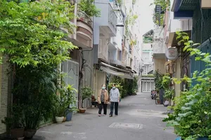 The green space in Alley 16/55 on Nguyen Thien Thuat Street of District 3 (Photo: SGGP)