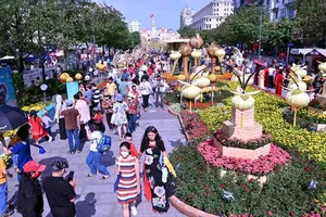 A large number of city residents and visitors from all over are coming to Nguyen Hue Flower Street for the Lunar New Year (Tet) (Photo: SGGP)
