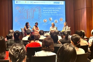Writers Vanessa Vu, Cecile Pin, and Anna Moi(from left to right) at the event “Migrant Literature: Discovering Hidden Histories” 