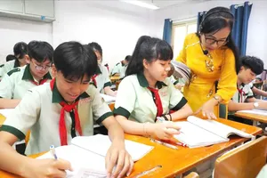 Students at Ha Huy Tap Junior High School (sited in Gia Dinh Ward, HCMC) during a class in May 2025 (Photo: SGGP)