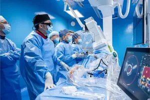 Doctors at Tam Duc Heart Hospital are performing heart surgery on a patient