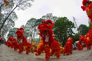 108 lân đồng diễn lập kỷ lục Guinness Việt Nam. Ảnh : Nhật Anh 