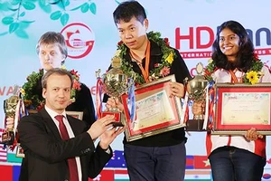 Siêu Đại kiện tướng Wang Hao đăng quang giải cờ Vua quốc tế 2019. Ảnh: Nhật Anh