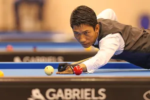 Nguyễn Đức Anh Chiến giành vé đi tiếp vào vòng 1/8 Words cup Billiards 3 băng. Ảnh: Dũng Phương