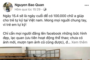 HLV Nguyễn Bảo Quân chia sẻ thông điệp trên trang cá nhân